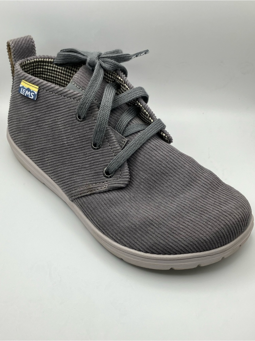 Lems Gray Corduroy Casual Lace-Up Shoe Size 7.5 Womens